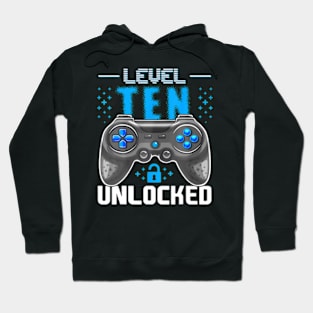 Level 10 Unlocked Video Gamer 10th Birthday Gamer Hoodie